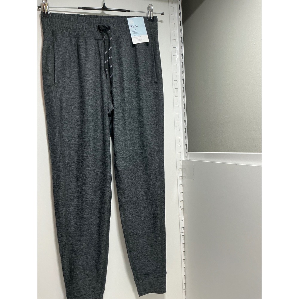 FLX‎ Wander Jogger Mens Small Long Charcoal Grey Heathered Mid Rise Pants NEW